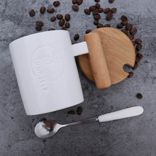 Load image into Gallery viewer, Ceramic Mug Wooden Handgrip Lid Cups