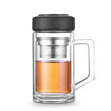 Load image into Gallery viewer, Double Wall Glass Heat Resistant Tea Infuser Cups with Filter Handle