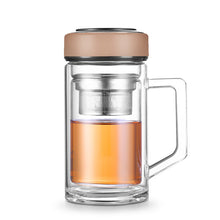 Load image into Gallery viewer, Double Wall Glass Heat Resistant Tea Infuser Cups with Filter Handle