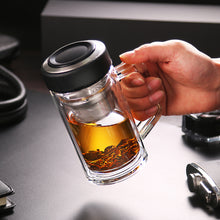 Load image into Gallery viewer, Double Wall Glass Heat Resistant Tea Infuser Cups with Filter Handle