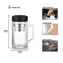 Load image into Gallery viewer, Double Wall Glass Heat Resistant Tea Infuser Cups with Filter Handle
