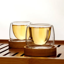 Load image into Gallery viewer, Double Wall Bamboo Tray Teacup Set