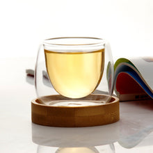 Load image into Gallery viewer, Double Wall Bamboo Tray Teacup Set