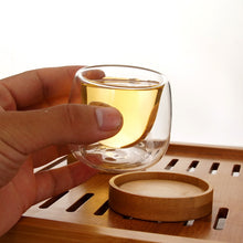Load image into Gallery viewer, Double Wall Bamboo Tray Teacup Set