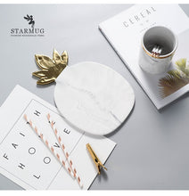 Load image into Gallery viewer, Nordic Minimalist Gold-Plated Marble Ceramic Pineapple Flat Plate