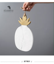 Load image into Gallery viewer, Nordic Minimalist Gold-Plated Marble Ceramic Pineapple Flat Plate