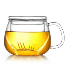 Load image into Gallery viewer, Hand Blown Heat Resistant Glass Tea Cup with Lid and Infuser