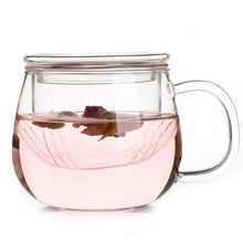 Load image into Gallery viewer, Hand Blown Heat Resistant Glass Tea Cup with Lid and Infuser