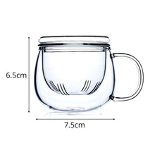 Load image into Gallery viewer, Hand Blown Heat Resistant Glass Tea Cup with Lid and Infuser