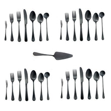 Load image into Gallery viewer, Royal 29 Pcs. Matte Black Stainless Steel Utensils Cutlery Dinnerware Set