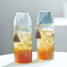 Load image into Gallery viewer, Wooden Ball Fringed Glass Water Bottles