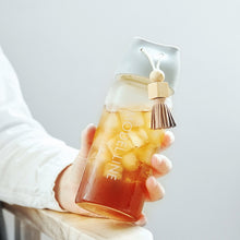 Load image into Gallery viewer, Wooden Ball Fringed Glass Water Bottles