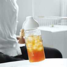 Load image into Gallery viewer, Wooden Ball Fringed Glass Water Bottles
