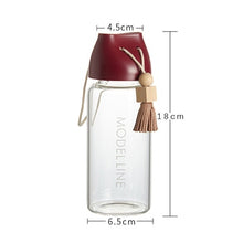 Load image into Gallery viewer, Wooden Ball Fringed Glass Water Bottles