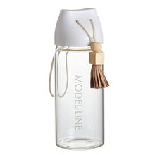 Load image into Gallery viewer, Wooden Ball Fringed Glass Water Bottles