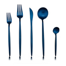 Load image into Gallery viewer, Colorful Matte Blue Rainbow Dinnerware 30pcs Cutlery Set