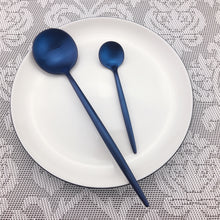 Load image into Gallery viewer, Colorful Matte Blue Rainbow Dinnerware 30pcs Cutlery Set