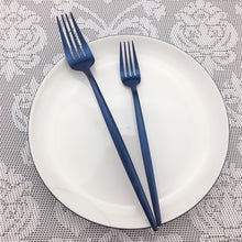 Load image into Gallery viewer, Colorful Matte Blue Rainbow Dinnerware 30pcs Cutlery Set
