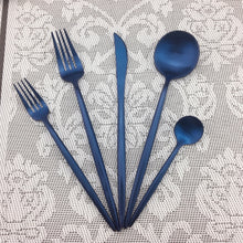 Load image into Gallery viewer, Colorful Matte Blue Rainbow Dinnerware 30pcs Cutlery Set