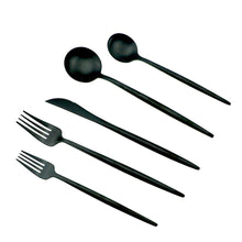 Load image into Gallery viewer, Matte Black-Gold 5pcs Dinnerware Set