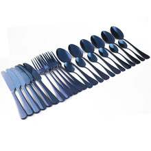 Load image into Gallery viewer, Dinnerware Blue Stainless Steel Flatware Luxury