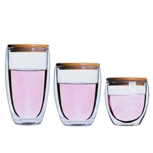 Load image into Gallery viewer, Heat Resistant Double Wall Tea Mugs with Bamboo Cover