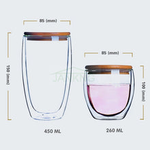 Load image into Gallery viewer, Heat Resistant Double Wall Tea Mugs with Bamboo Cover