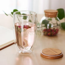 Load image into Gallery viewer, Heat Resistant Double Wall Tea Mugs with Bamboo Cover
