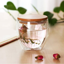 Load image into Gallery viewer, Heat Resistant Double Wall Tea Mugs with Bamboo Cover