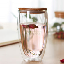 Load image into Gallery viewer, Heat Resistant Double Wall Tea Mugs with Bamboo Cover