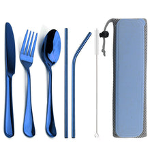 Load image into Gallery viewer, Travel Dinnerware Set 8Pcs Stainless Steel Cutlery Silverware Sets