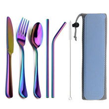 Load image into Gallery viewer, Travel Dinnerware Set 8Pcs Stainless Steel Cutlery Silverware Sets