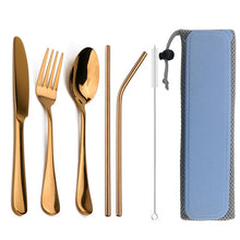 Load image into Gallery viewer, Travel Dinnerware Set 8Pcs Stainless Steel Cutlery Silverware Sets