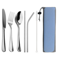 Load image into Gallery viewer, Travel Dinnerware Set 8Pcs Stainless Steel Cutlery Silverware Sets
