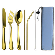 Load image into Gallery viewer, Travel Dinnerware Set 8Pcs Stainless Steel Cutlery Silverware Sets
