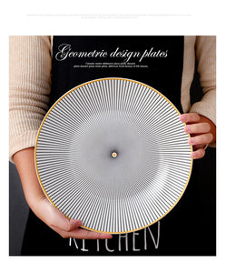 Ceramic Dinner Plate Geometry Tableware