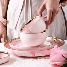 Load image into Gallery viewer, Marble Ceramic Pink Dinner Dish
