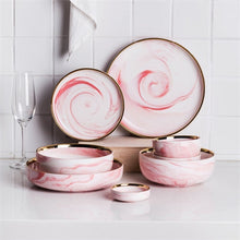 Load image into Gallery viewer, Marble Ceramic Pink Dinner Dish