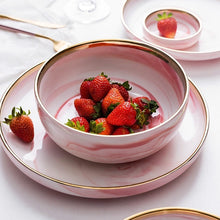 Load image into Gallery viewer, Marble Ceramic Pink Dinner Dish