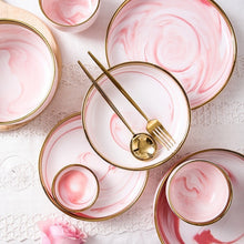 Load image into Gallery viewer, Marble Ceramic Pink Dinner Dish