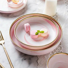Load image into Gallery viewer, Marble Ceramic Pink Dinner Dish