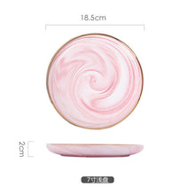 Load image into Gallery viewer, Marble Ceramic Pink Dinner Dish