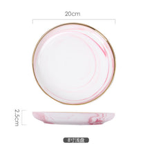 Load image into Gallery viewer, Marble Ceramic Pink Dinner Dish