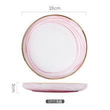 Load image into Gallery viewer, Marble Ceramic Pink Dinner Dish
