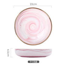 Load image into Gallery viewer, Marble Ceramic Pink Dinner Dish
