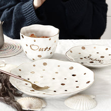Load image into Gallery viewer, Golden Round Dot Ceramic Tableware