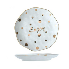 Load image into Gallery viewer, Golden Round Dot Ceramic Tableware