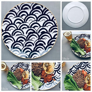 Ceramic Dinner Plate Geometry Tableware