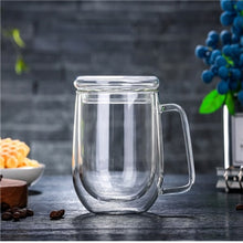 Load image into Gallery viewer, Heat Resistant Double Wall Coffie Mug with Lid and Spoon