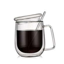 Load image into Gallery viewer, Heat Resistant Double Wall Coffie Mug with Lid and Spoon